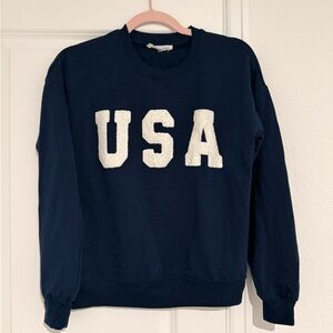Workshop Republic Clothing Dark Blue USA Crewneck Sweater